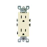 Leviton S01-05325-0IS Duplex Receptacle, 2 -Pole, 15 A, 125 V, Push-In, Side Wiring, NEMA: 5-15R, Ivory